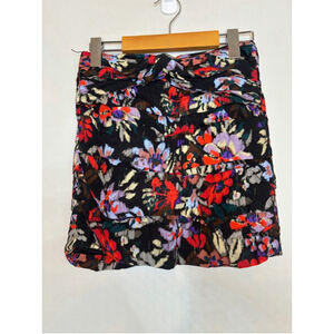 Veronica Beard Floral Ruched Mini Skirt Women’s Size 0, Black Multi Colour